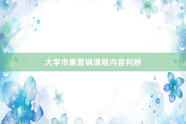 大学市集营销课程内容判辨